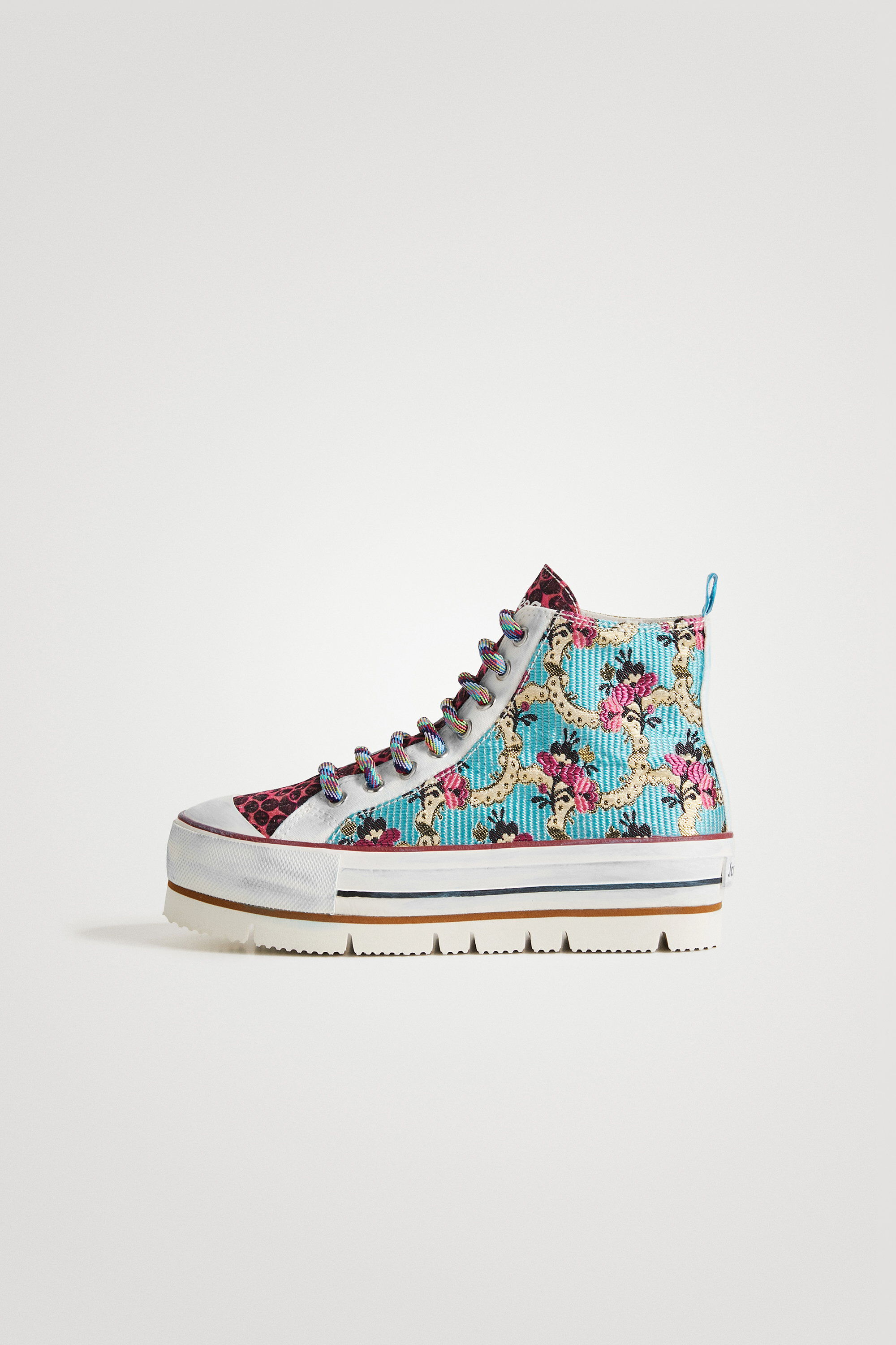 Floral patchwork high-top sneakers