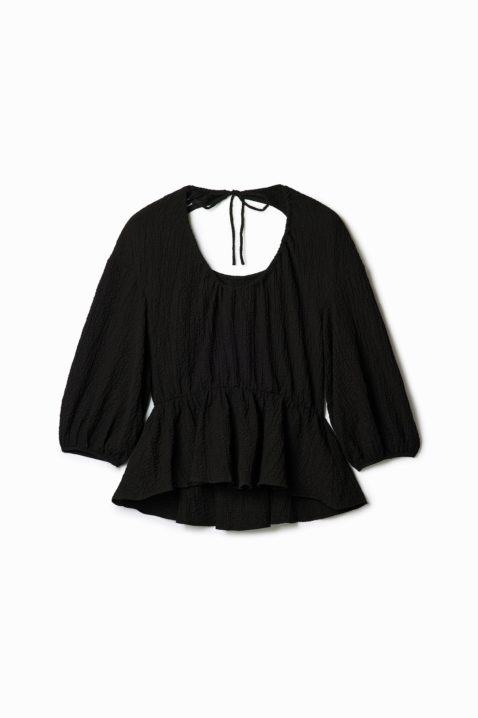 Desigual Textured Cut-out Blouse In Black
