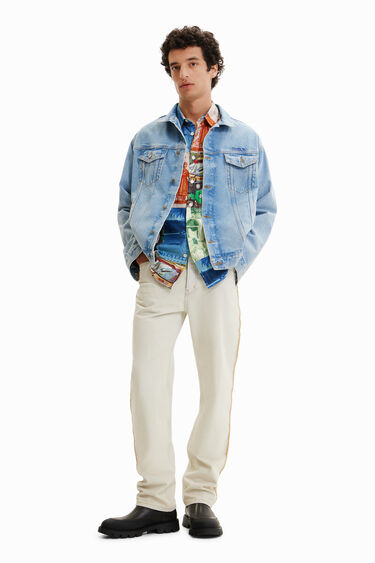 Denim truckerjack met borduursels | Desigual