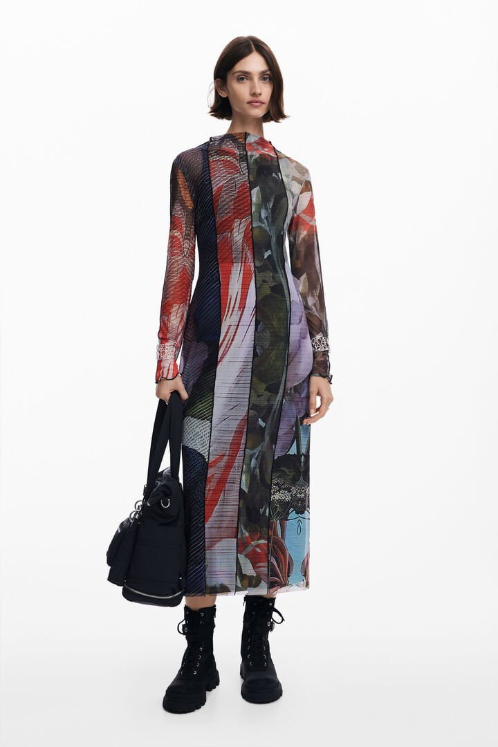 Printed tulle midi dress | Desigual