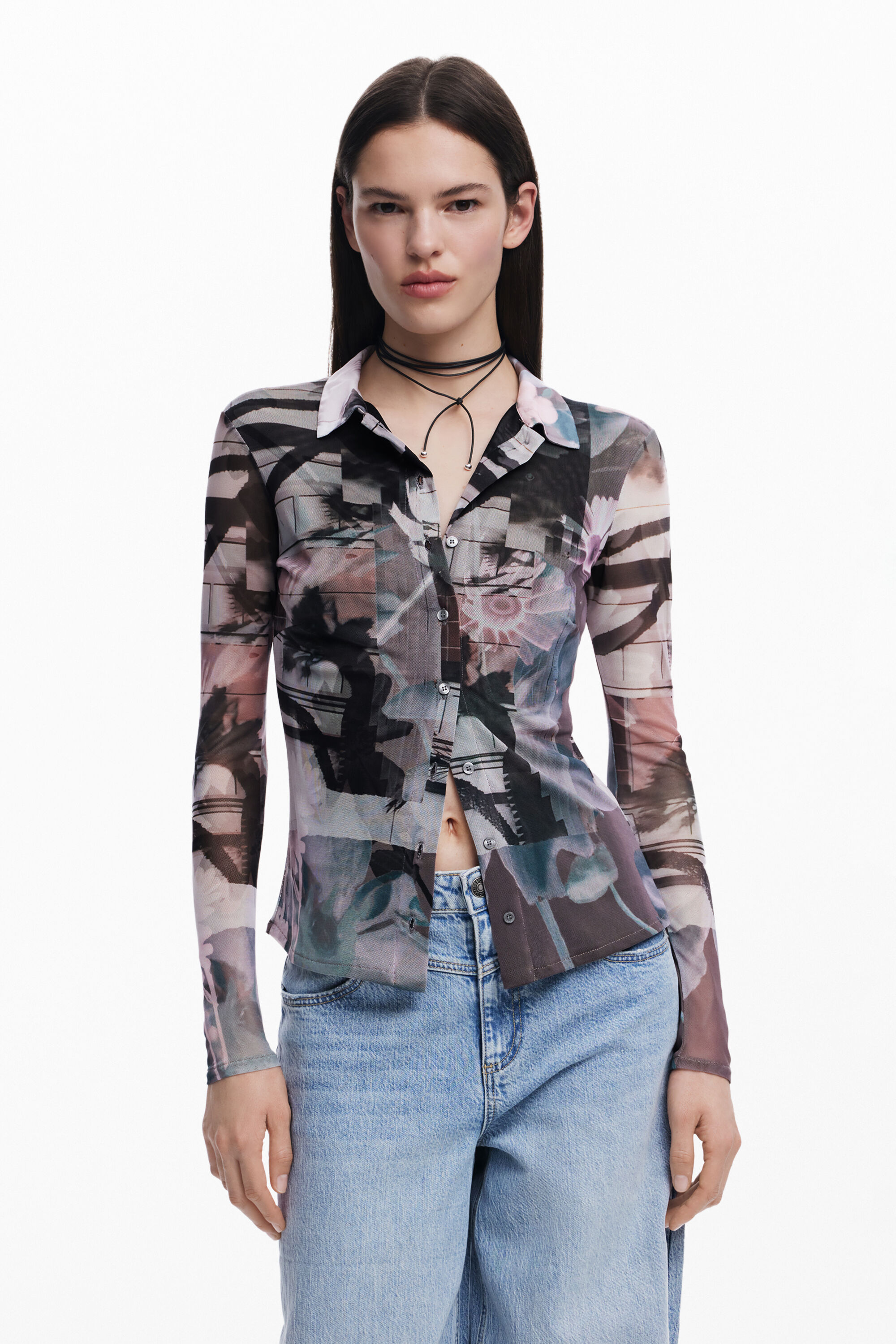 ボタン付きチュールシャツ I Desigual.com