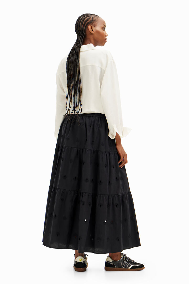 Swiss embroidery midi skirt | Desigual