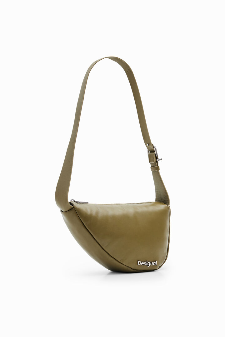 M oval leather bag