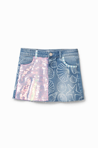 Short jean skirt sequins | Desigual