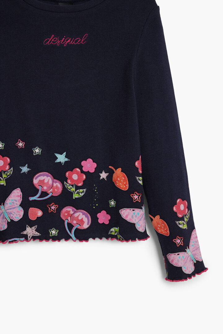 Maglietta a maniche lunghe con logo e fiori | Desigual