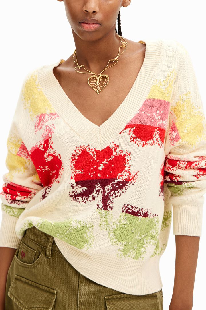 Oversize floral pullover | Desigual