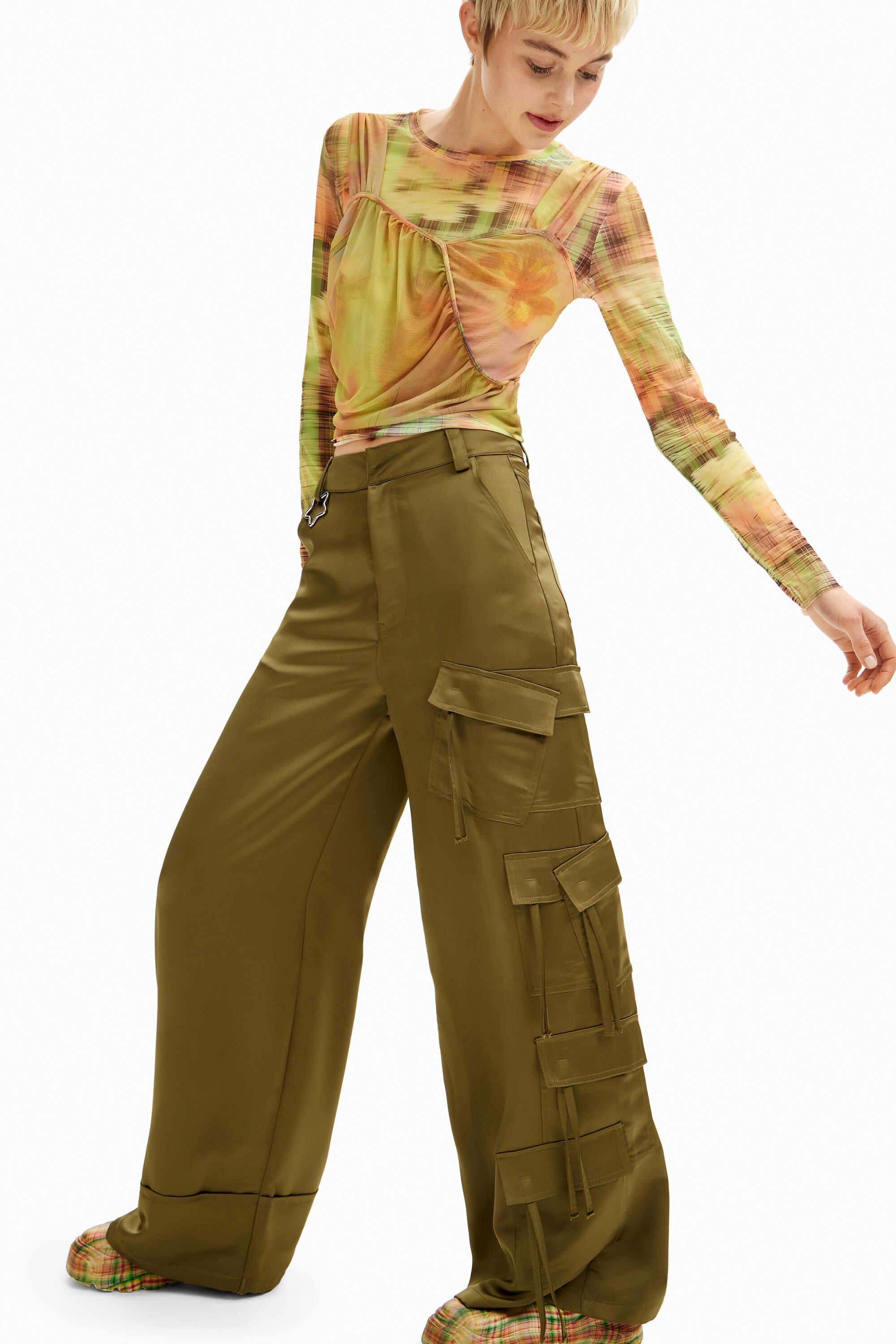 Shop Desigual Collina Strada Cargo Trousers In Green