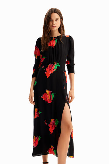 Robe longue ouverture fleurs | Desigual