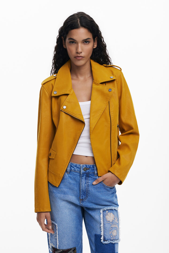 Faux leather biker jacket | Desigual