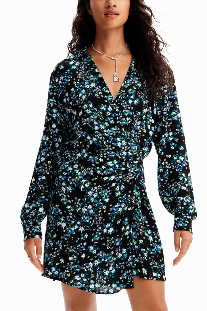 Short floral wrap dress | Desigual