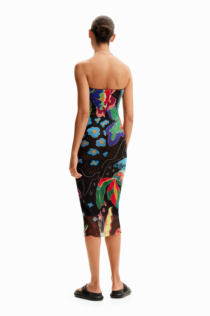 Robe midi bandeau dessins jungle | Desigual