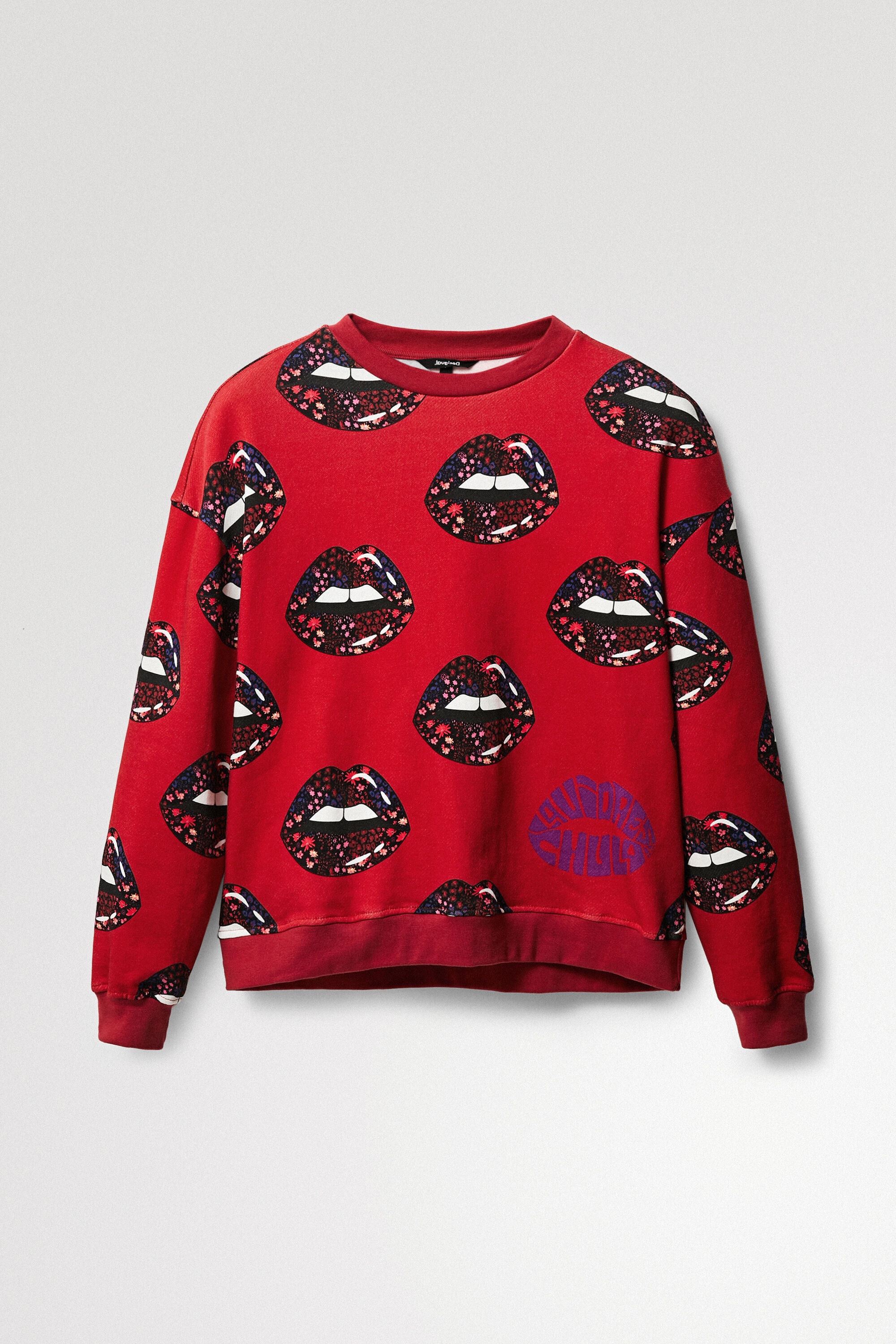 Desigual Plush Lips Sweatshirt In Red