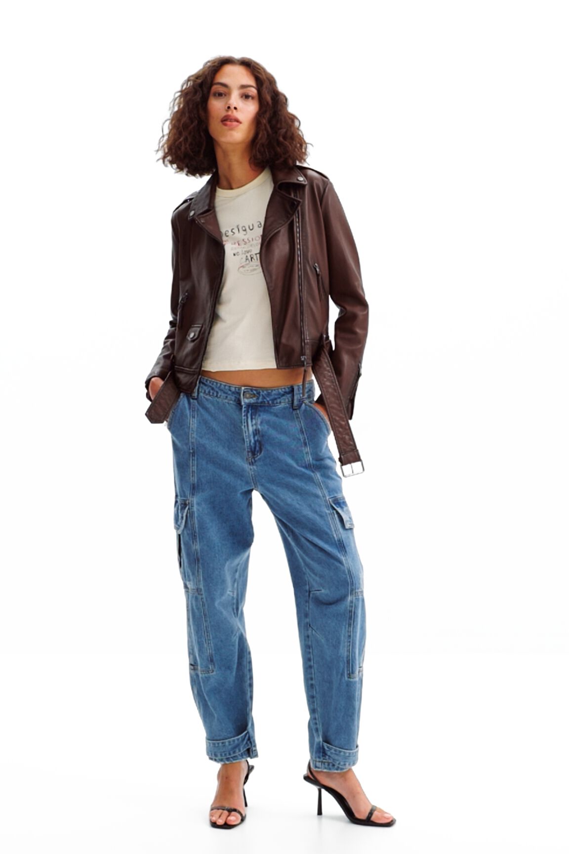 Chaqueta piel desigual cheap