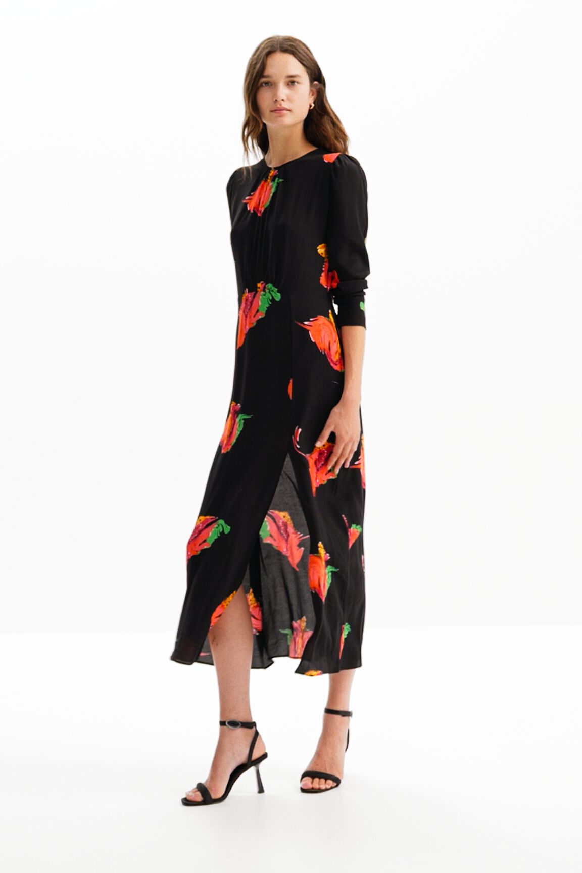 Women s Long floral slit dress I Desigual
