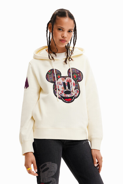 Sweatshirt met grote patch van Mickey Mouse