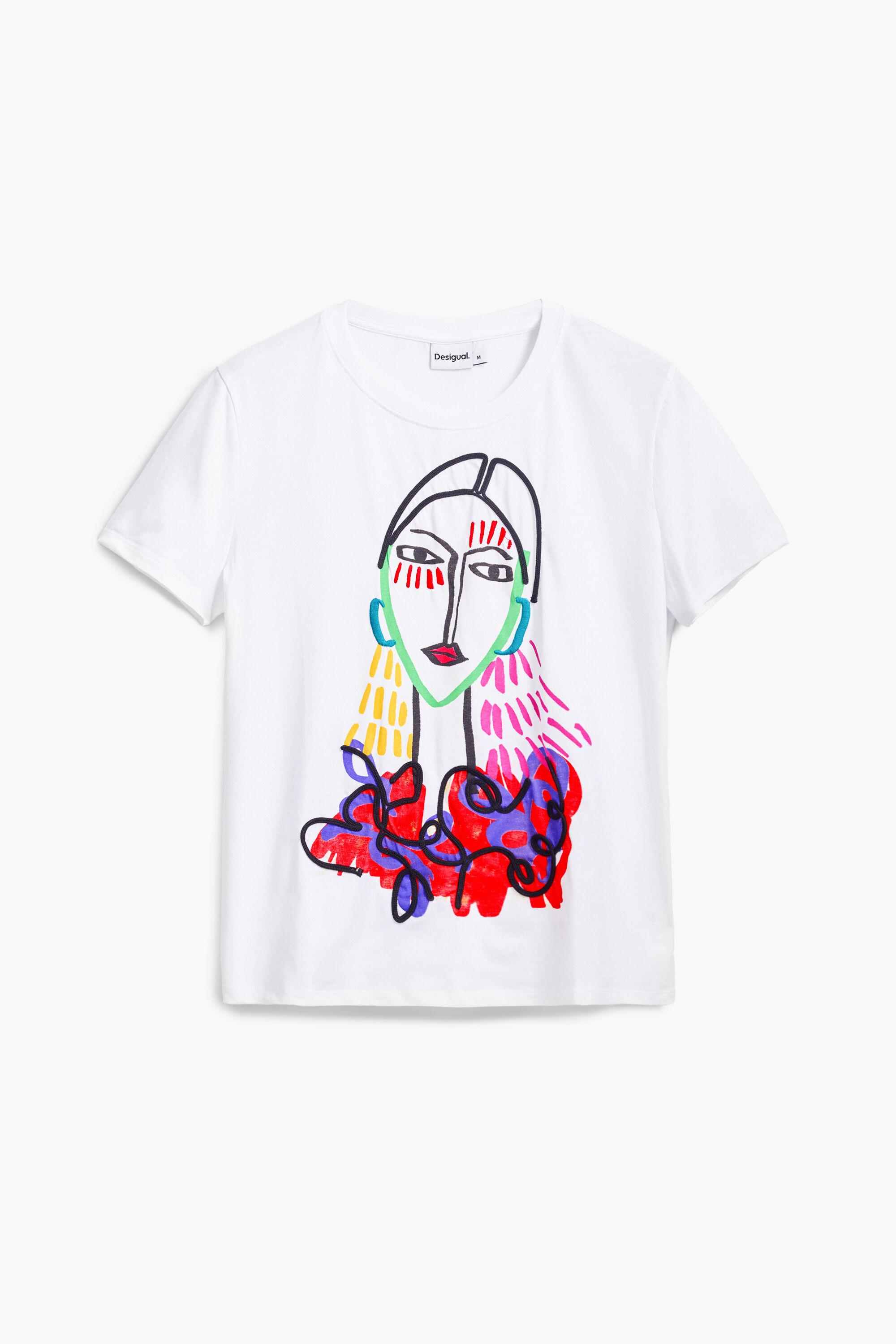 Desigual, T-Shirt mit Arty-Print, Baumwolle, Weiß, S