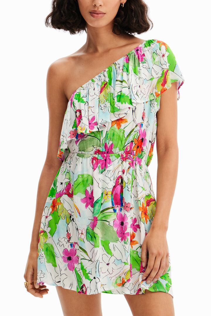 Vestido corto asimétrico tropical | Desigual
