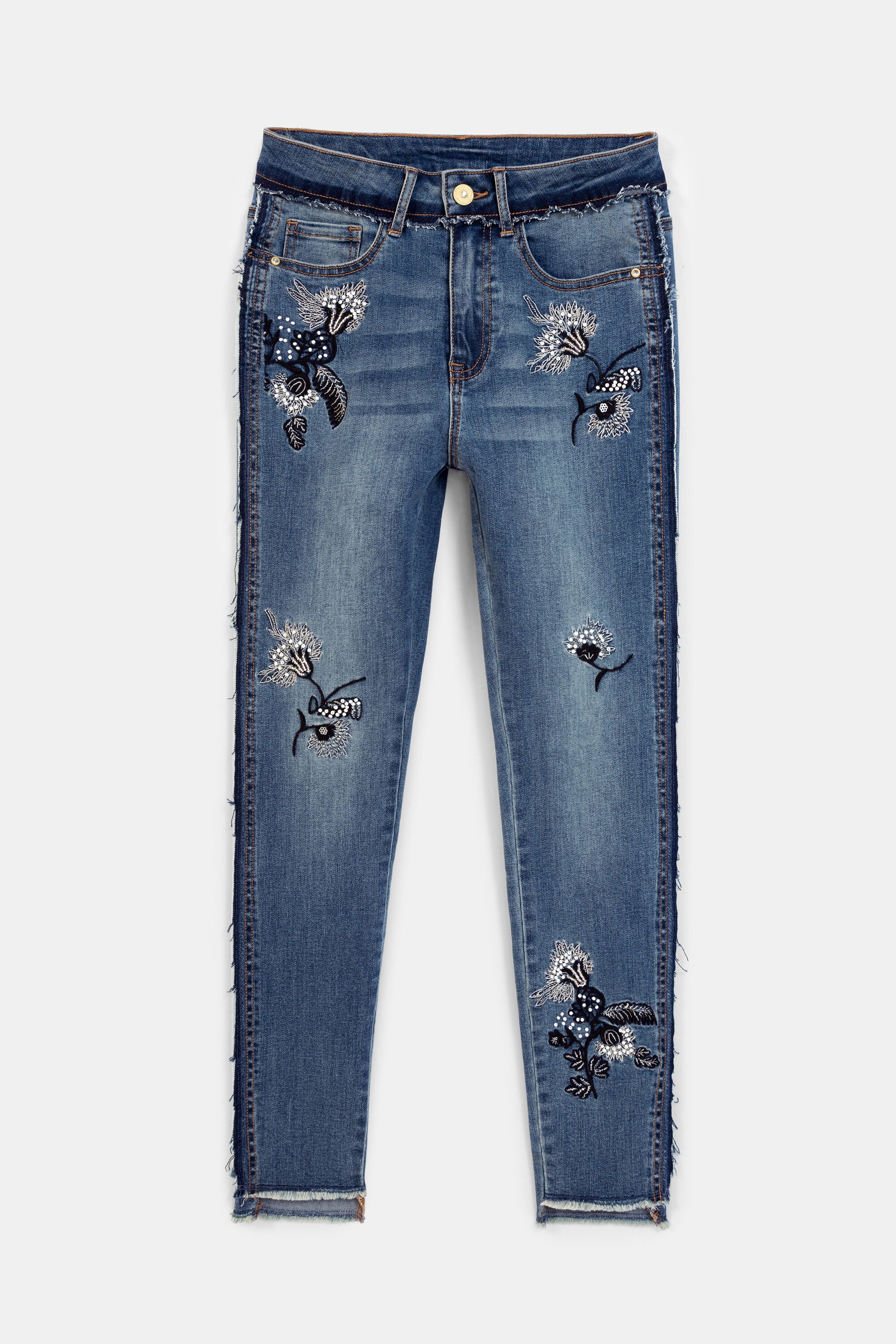 embroidered floral jeans