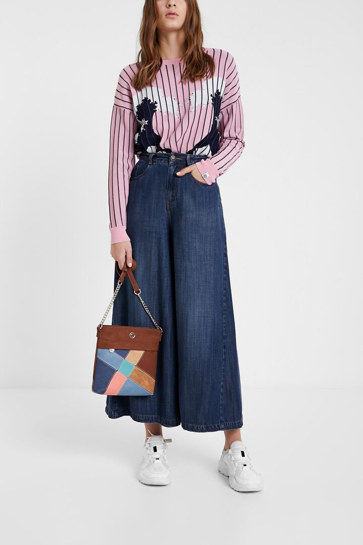 Square suede and patch sling bag | Desigual