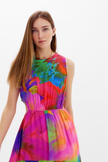 Long flower cut-out dress | Desigual
