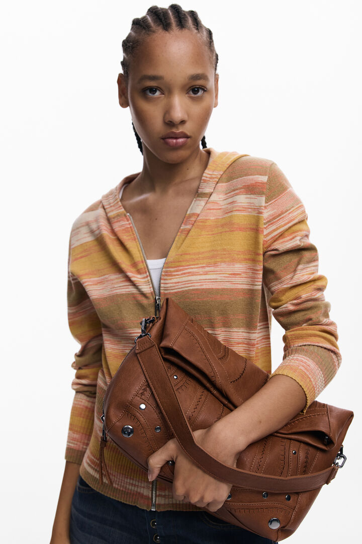Bolso efecto piel bordados mediano | Desigual