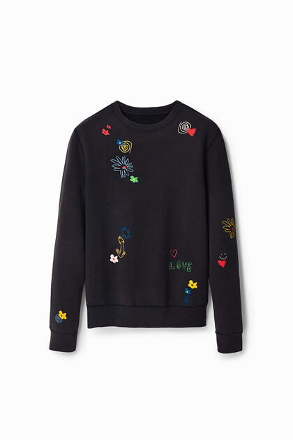 Washed-effect sweatshirt with print
