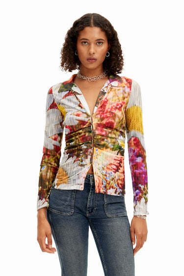 Floral ruched T-shirt | Desigual