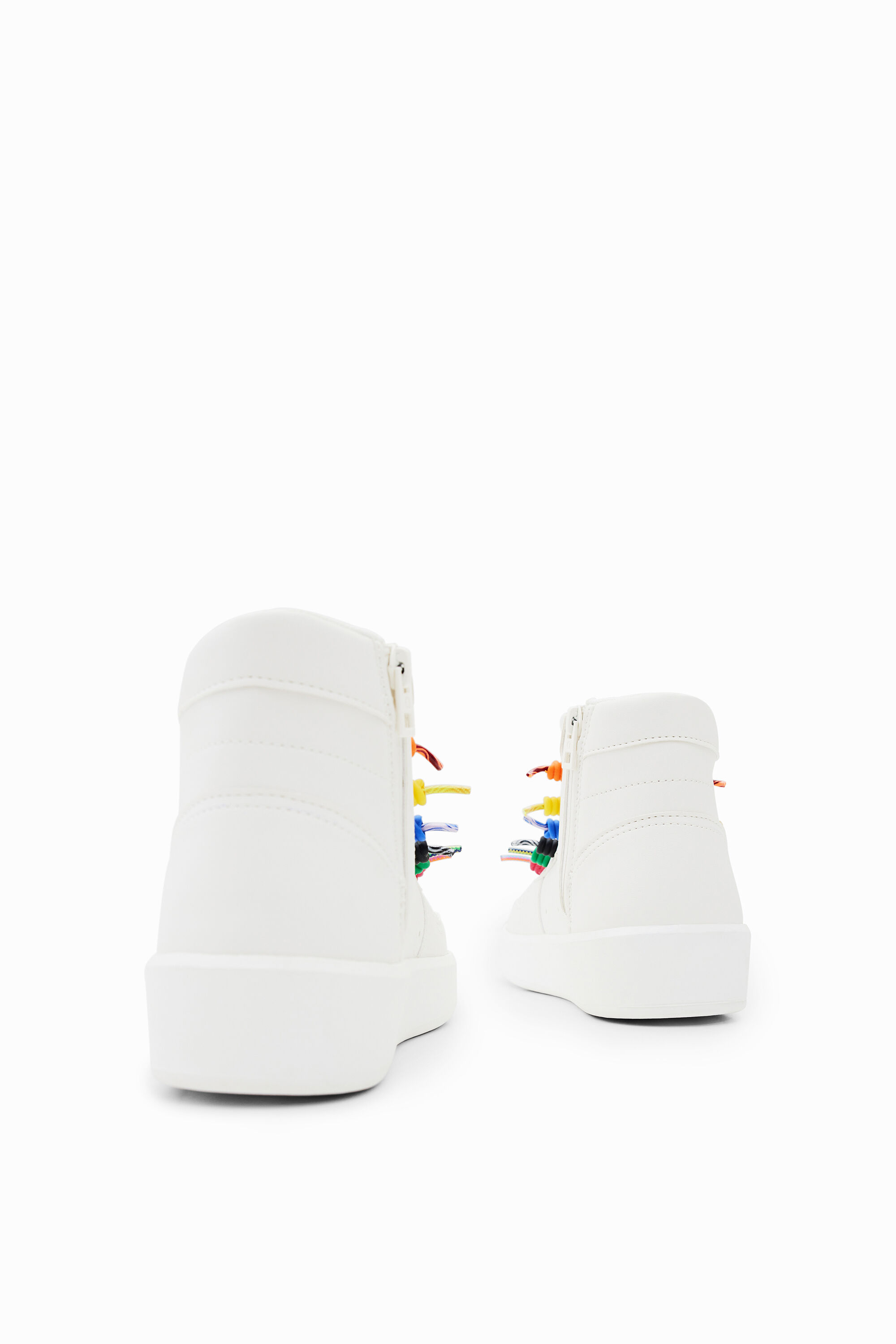 Rainbow lace high top sneakers
