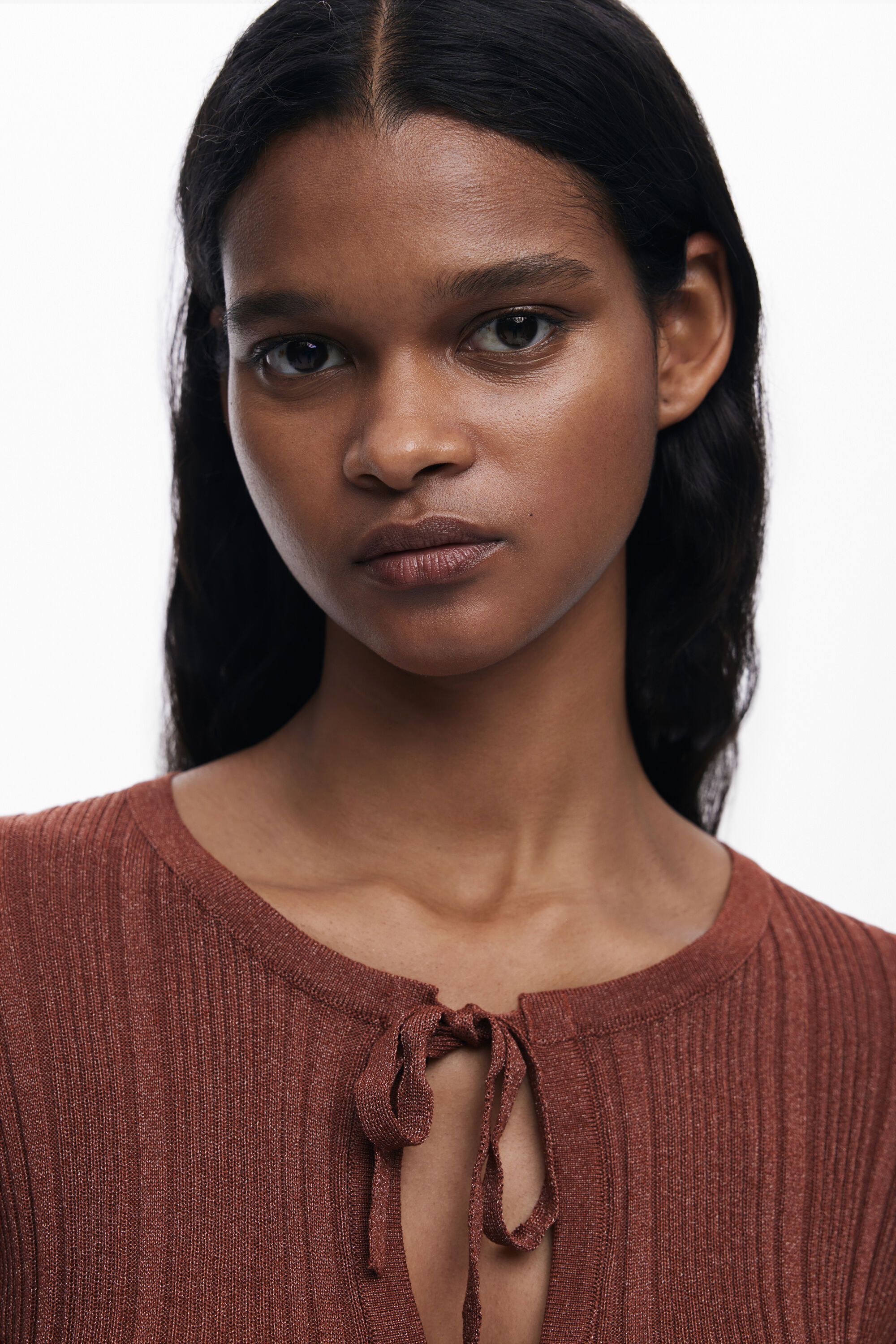 Desigual T-shirt With Bows And Fringes In Brown