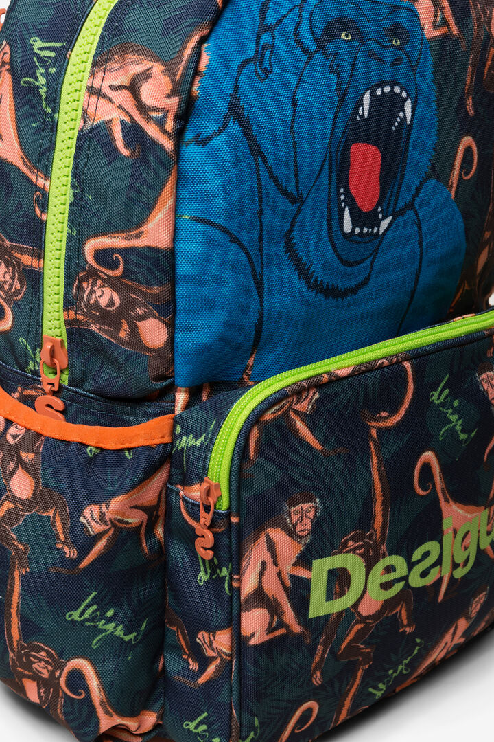 All-over Monkey Print Backpack Snorkel | Desigual