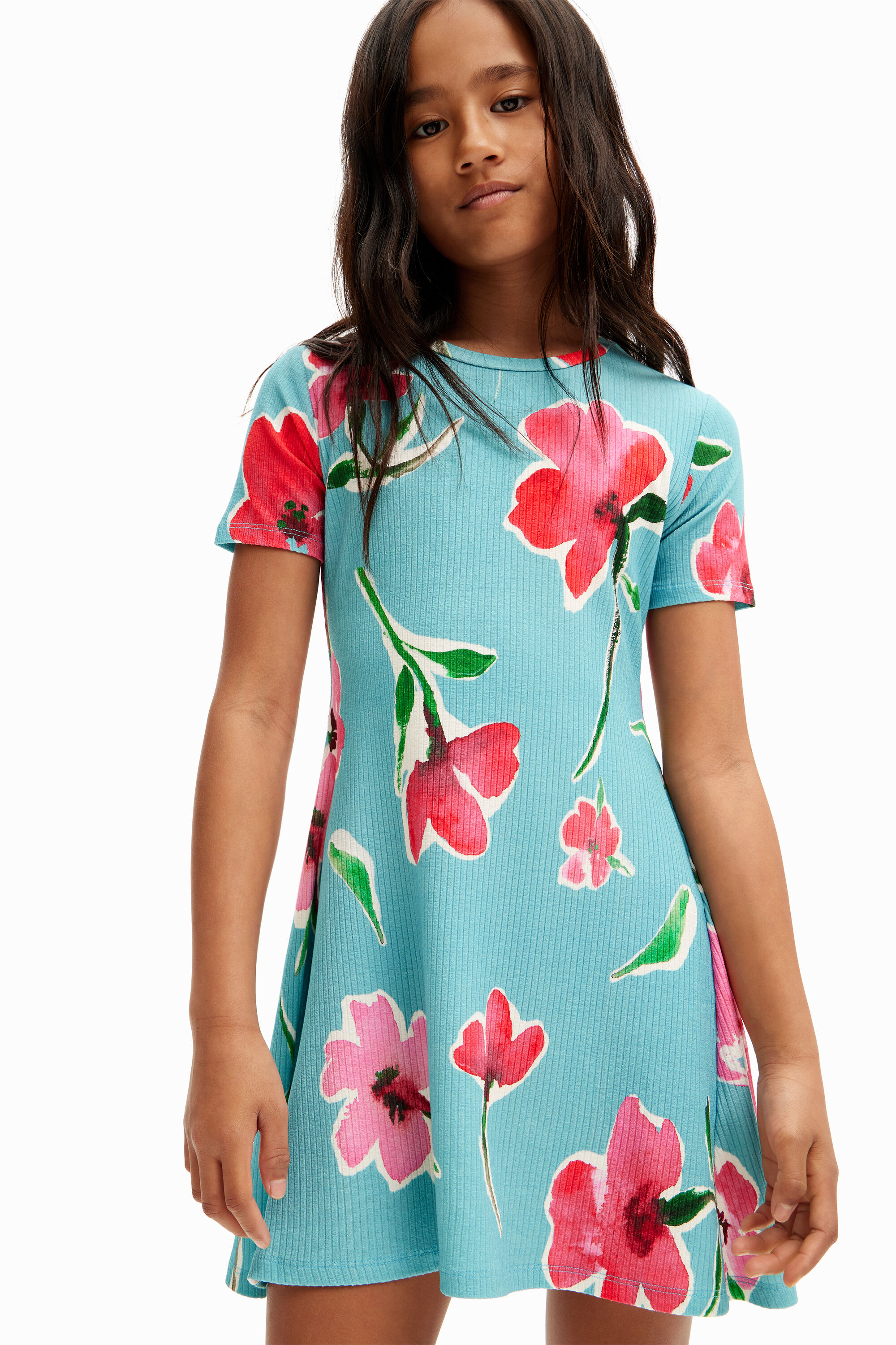 Desigual Short ribbed floral dress