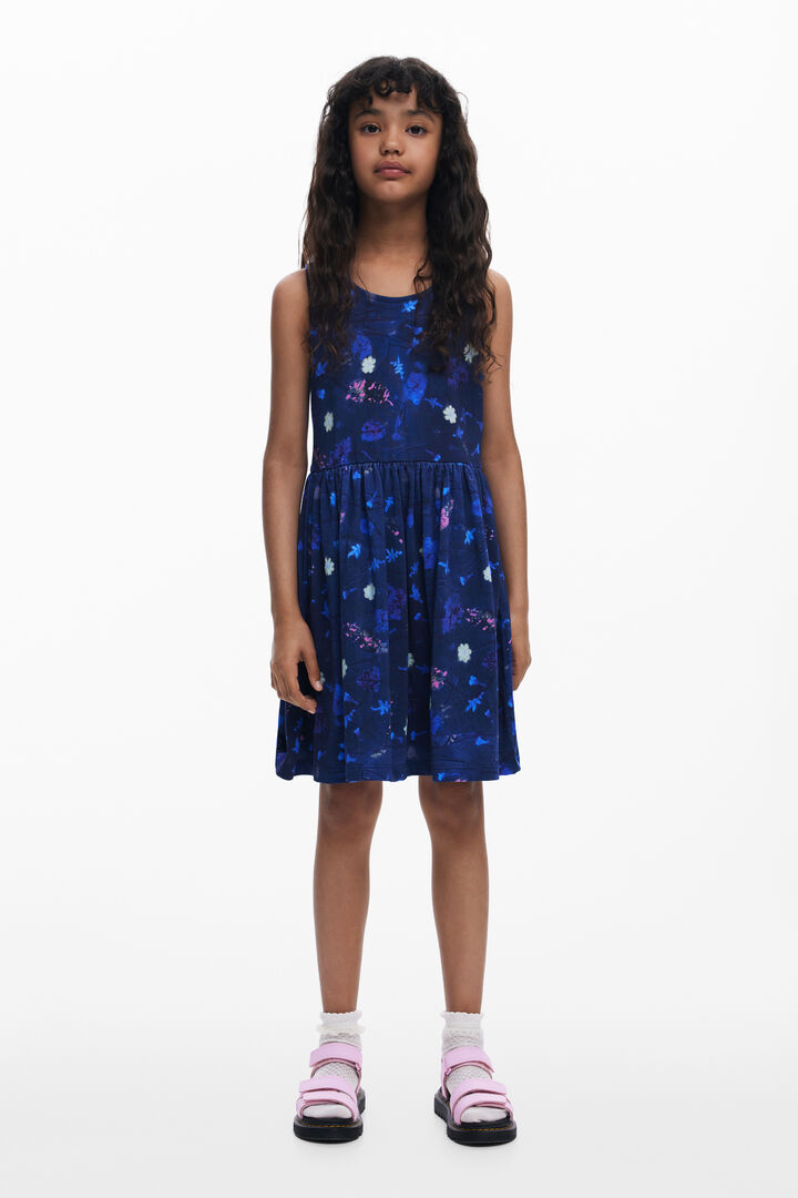 Vestido corto  flores evasé | Desigual