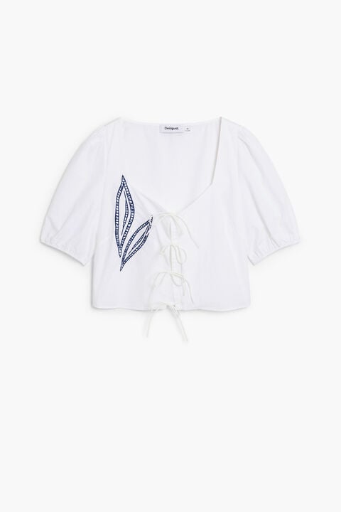 EMBROIDERED PUFF-SLEEVE BLOUSE