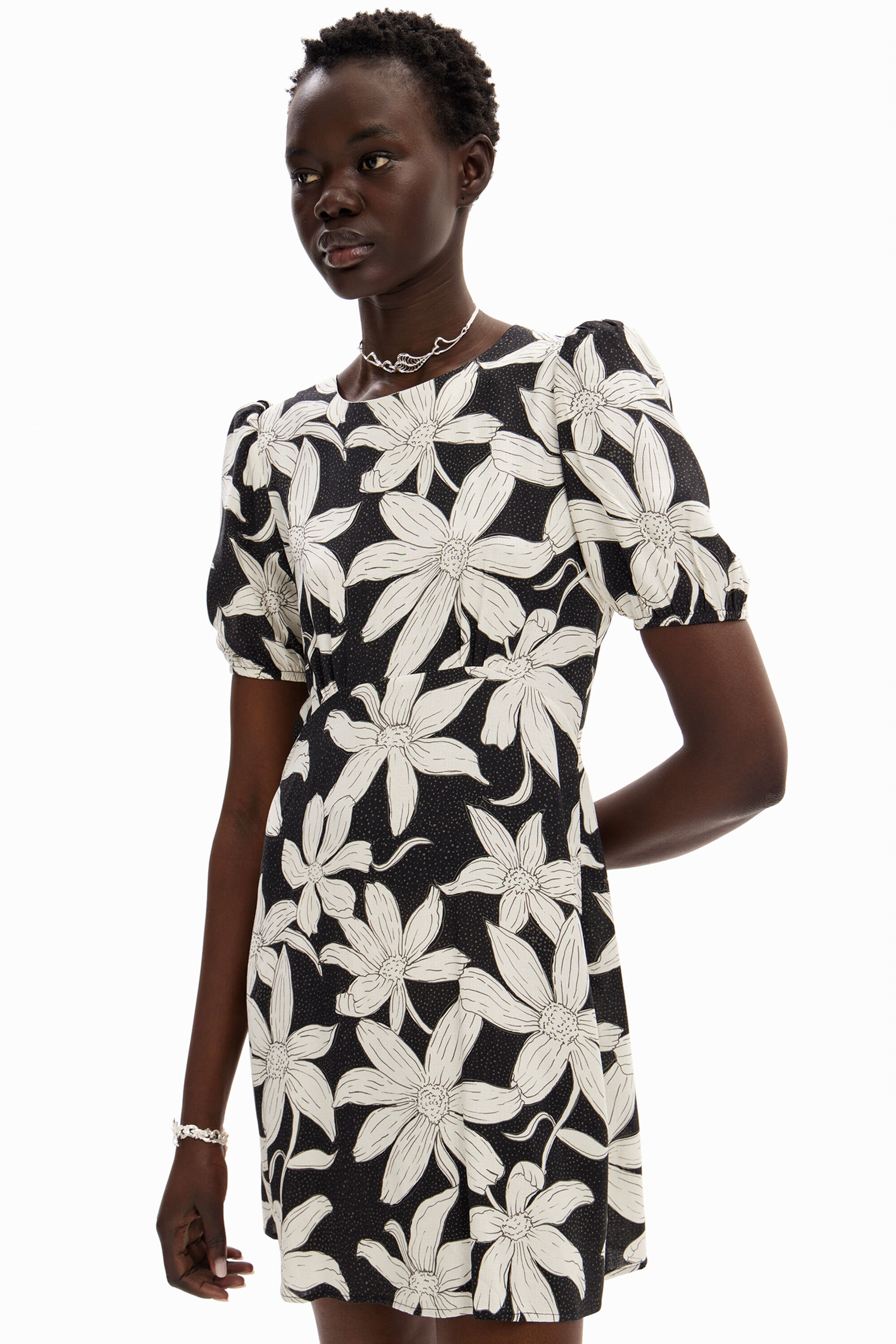 Shop Desigual Short Floral Dress In Black