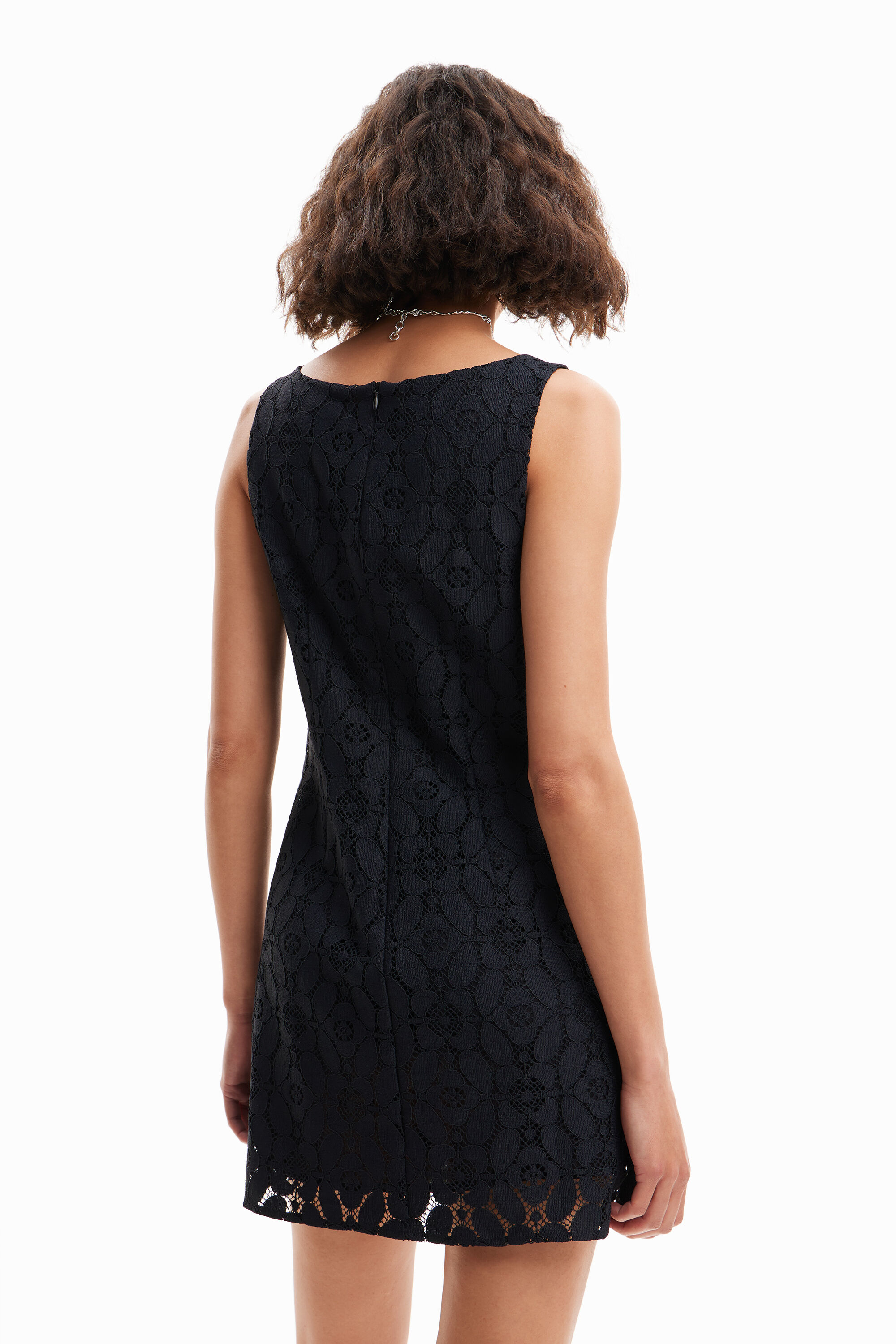 Shop Desigual Short Lace Dress In Black