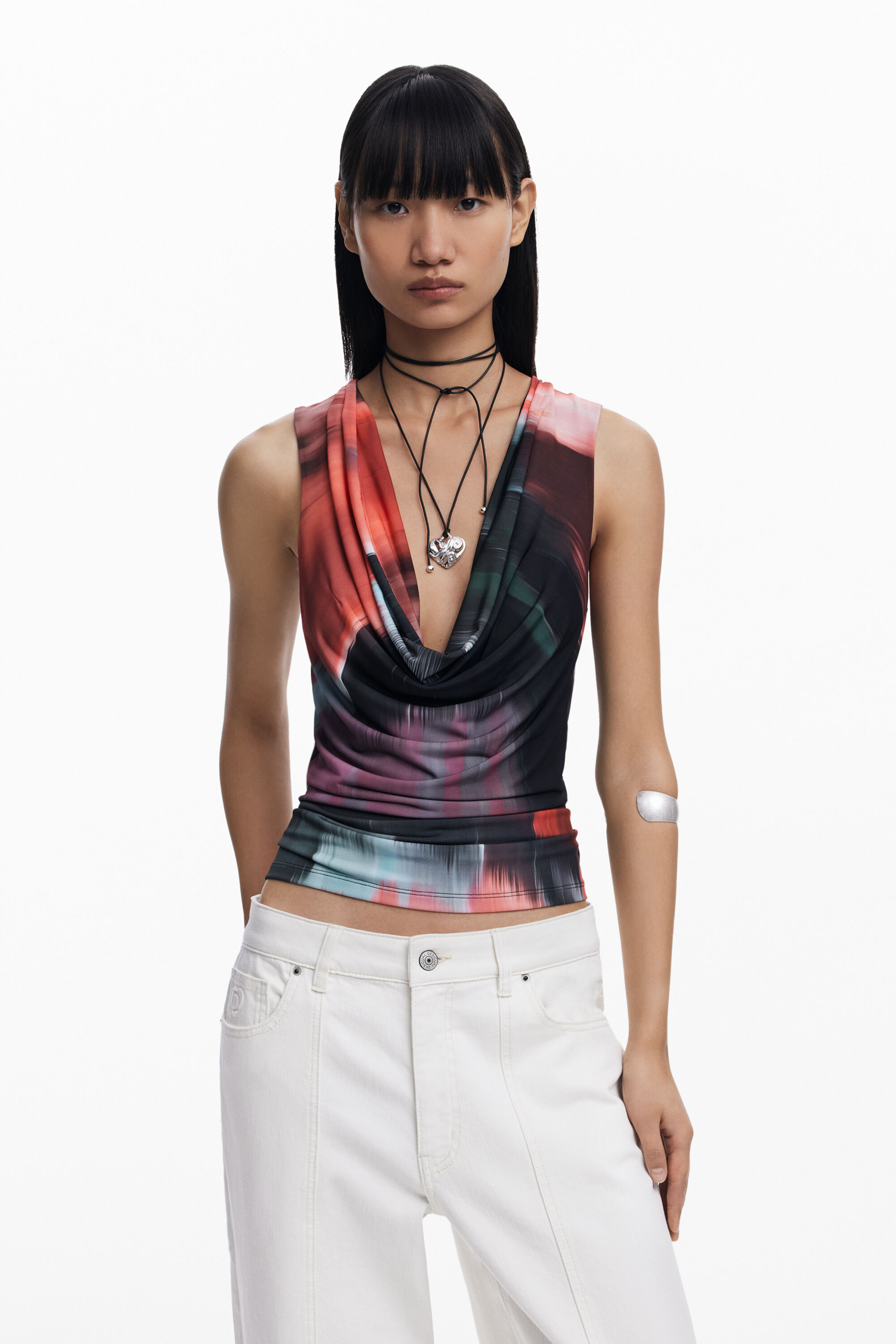 Draped neckline T-shirt