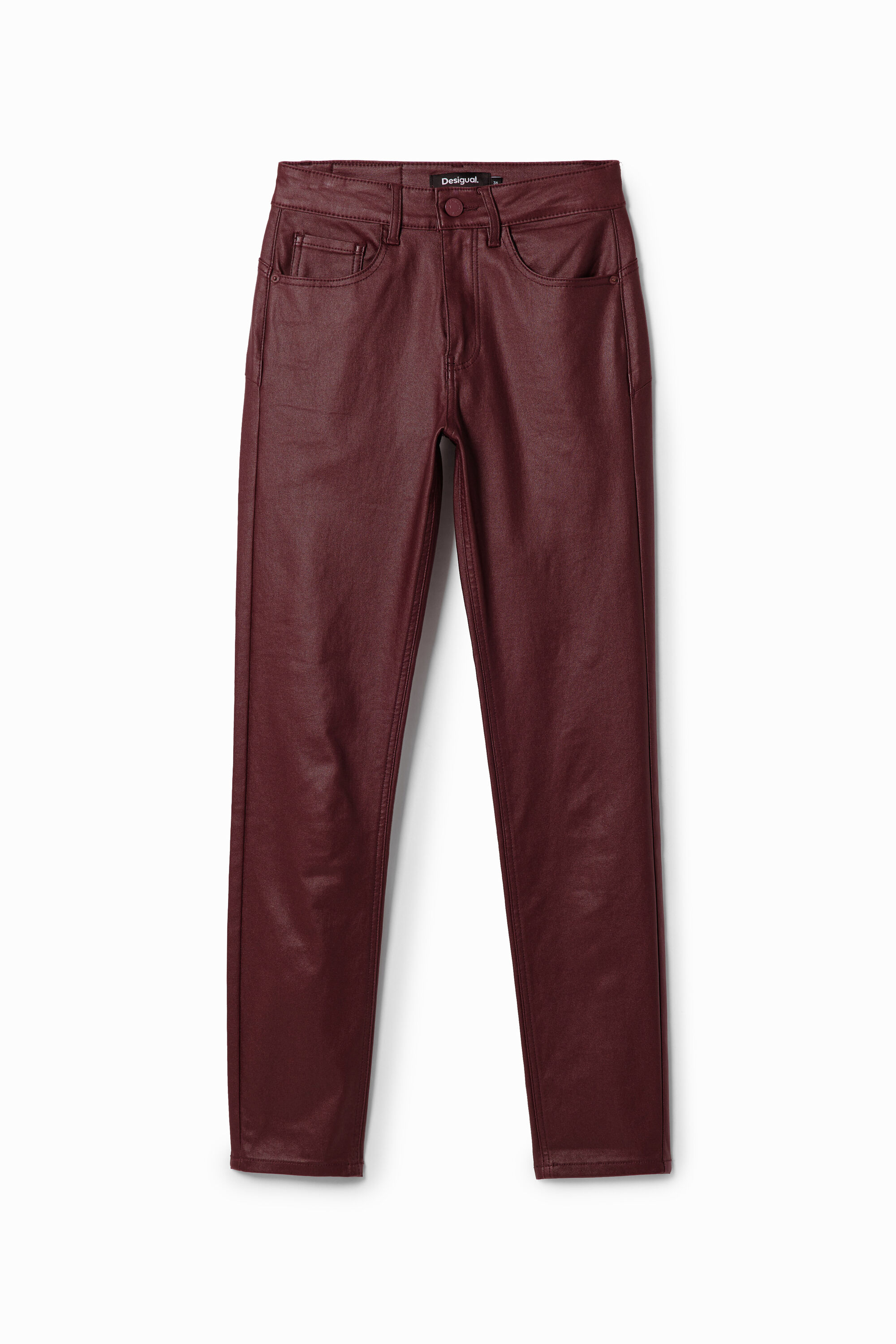 Desigual Slim fit leatherlook broek - RED