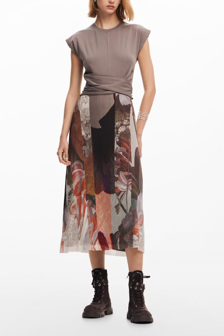 Vestido midi h&iacute;brido flores | Desigual