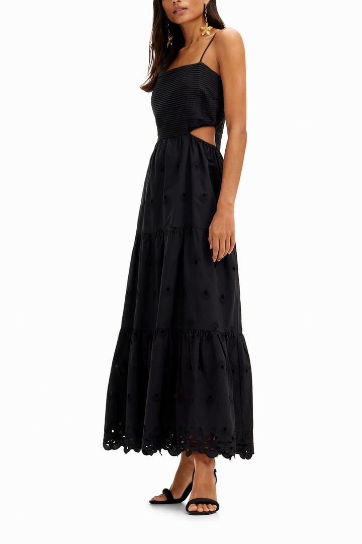 Vestido largo bordados cut-outs | Desigual
