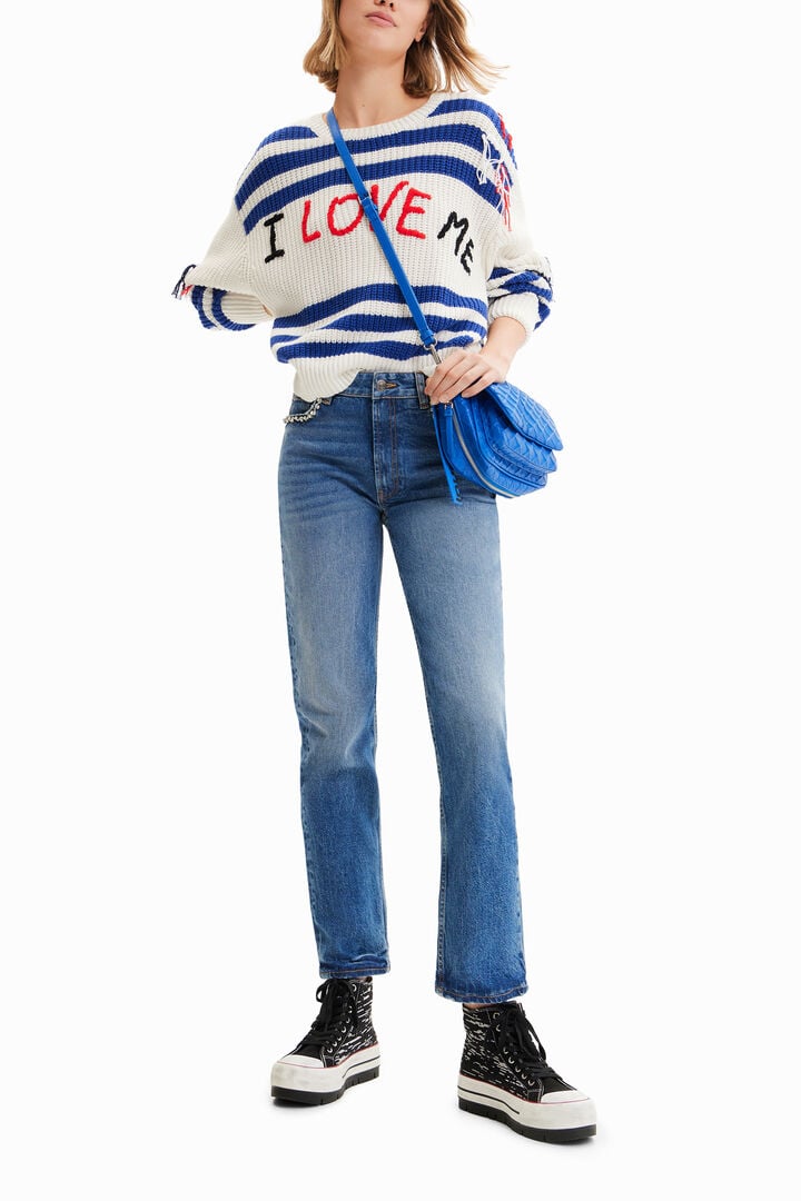 Vaqueros Straight detalle strass | Desigual