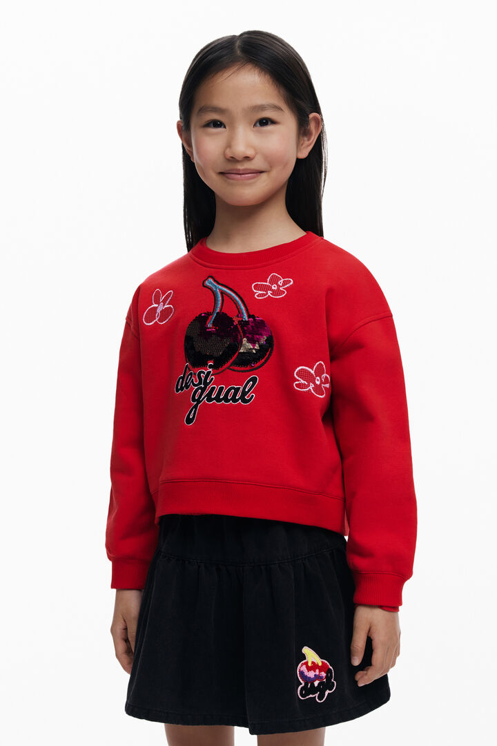 Sudadera cerezas lentejuelas | Desigual