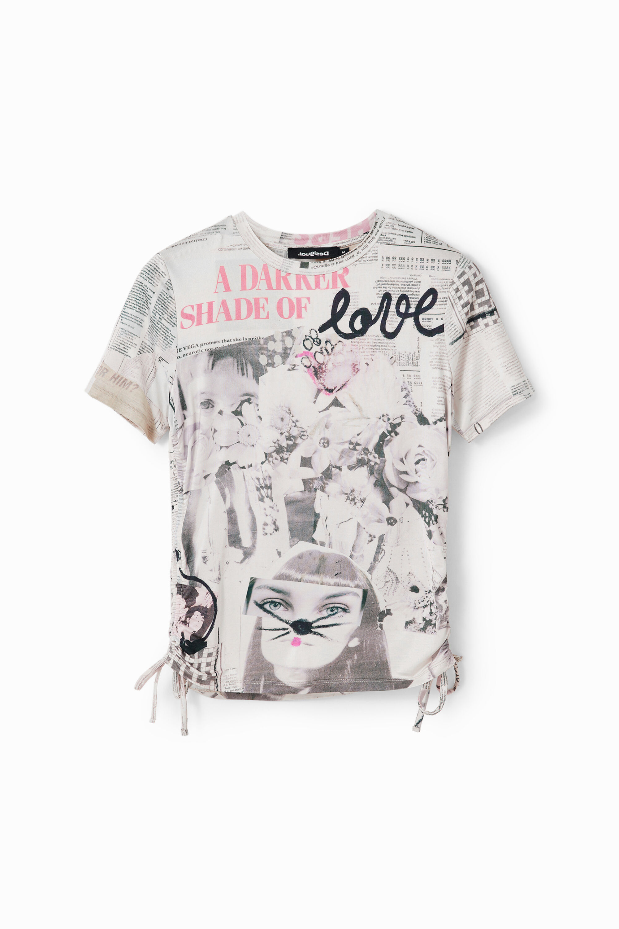 Desigual Slim gathered newspaper T-shirt