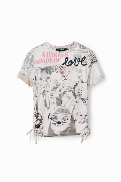 T-shirt ajusté journal fronces