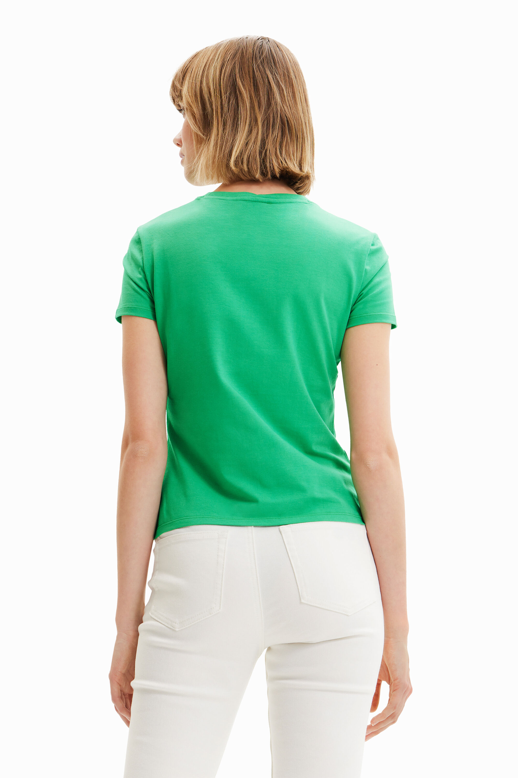 Short-sleeve rhinestone T-shirt