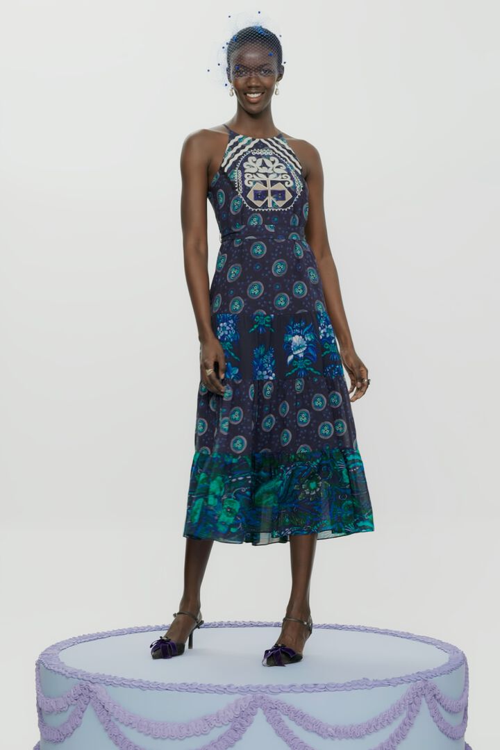 Midi dress embroidered halter | Desigual