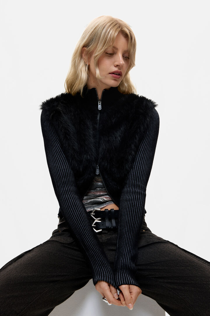 Combined Faux Leather Jacket
