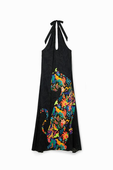 Jungle design maxi halter neck dress | Desigual