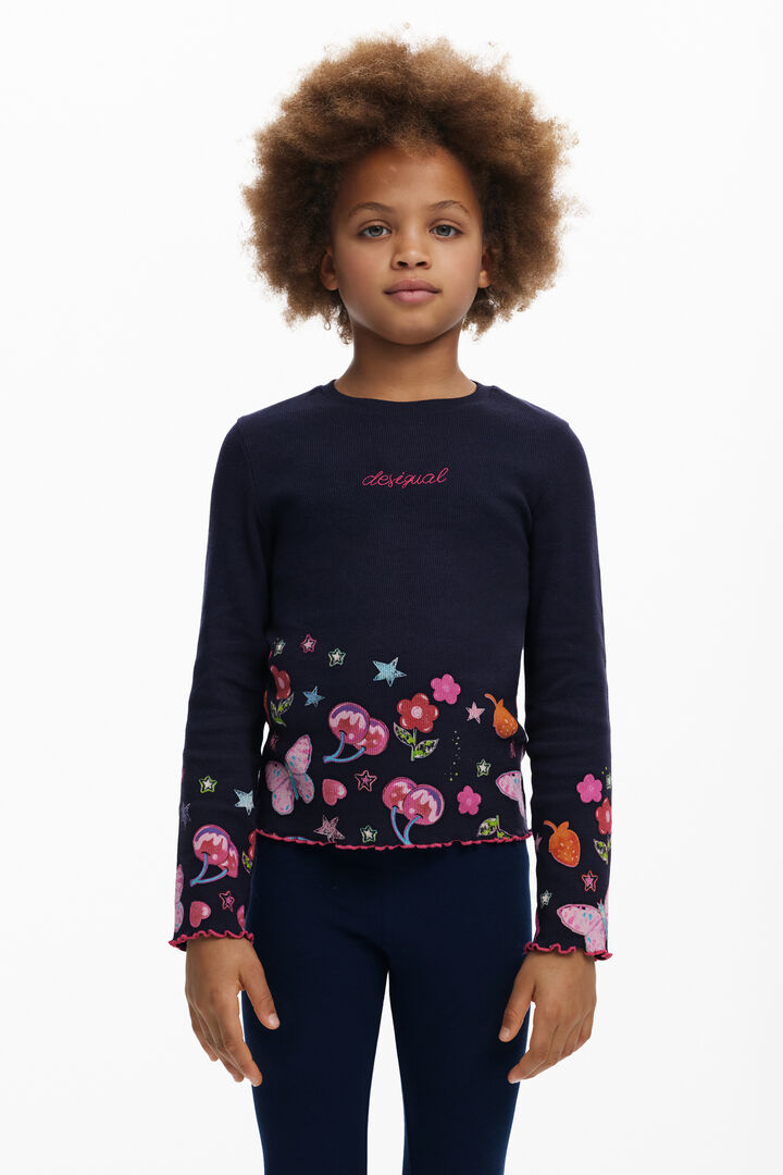 T-shirt à manches longues avec logo fleurs