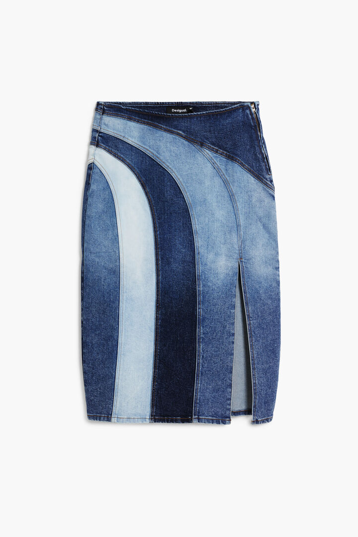 Falda midi vaquera paneles | Desigual