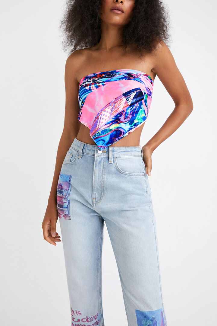 Vaquero Straight cropped patch | Desigual